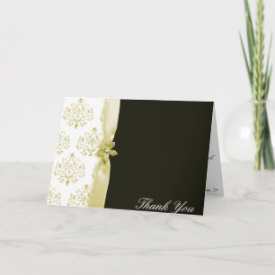Schwarz-Gold Damask Hochzeit Danke Karte