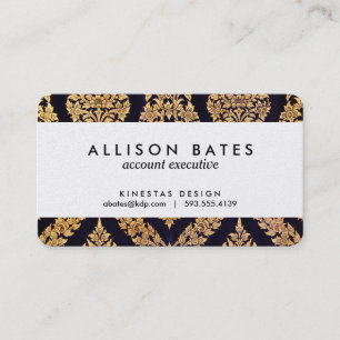 Schwarz-Gold-Damask Traditionelle Zeitschrift Visitenkarte