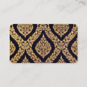 Schwarz-Gold-Damask Traditionelle Zeitschrift Visitenkarte (Rückseite)