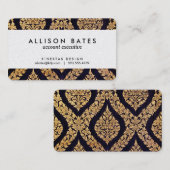 Schwarz-Gold-Damask Traditionelle Zeitschrift Visitenkarte (Vorne/Hinten)