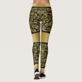 Schwarz-Gold-Damasken und Streifen-Muster Leggings (Rückseite)