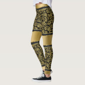 Schwarz-Gold-Damasken und Streifen-Muster Leggings (Links)