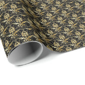 Schwarz-Gold-Damaskmuster Geschenkpapier (Rolleneckpunkt)