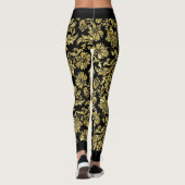Schwarz-Gold-Damaskus-Muster GR2 Leggings (Rückseite)