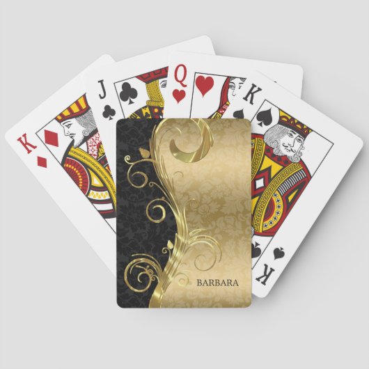 Schwarz-Gold-Damaskus Spielkarten (Rückseite)