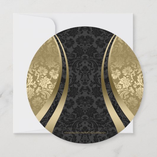 Schwarz-Gold-Damaskus-Wirbel Save the Date (Rückseite)
