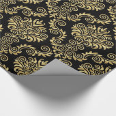 Schwarz-Gold-Damaskus| Wrackpapier Geschenkpapier (Ecke)
