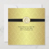 Schwarz & Gold, Damast 50. Hochzeitstag Einladung (Rückseite)