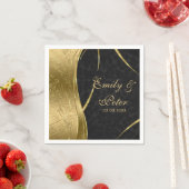 Schwarz-Gold-Damast-Save the Date Serviette (Beispiel)