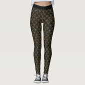 Schwarz-Gold-Deco-Muster Leggings (Vorderseite)