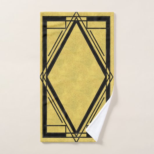 Schwarz-Gold-Deco-Rahmen Badhandtuch Set (Handtuch)