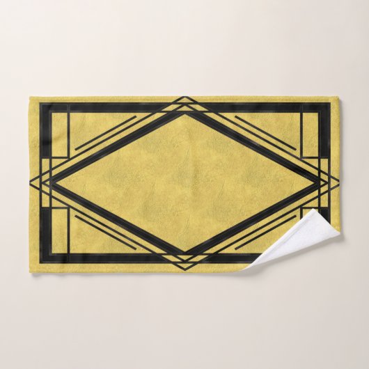Schwarz-Gold-Deco-Rahmen Badhandtuch Set (Handtuch)