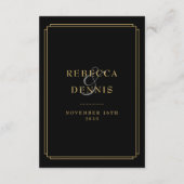 Schwarz-Gold-Deko-Gästedaten Begleitkarte (Rückseite)
