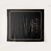 Schwarz-Gold-Deko-Hochzeitskabine - Hintergrund Wandteppich (Vorderseite (Horizontal))