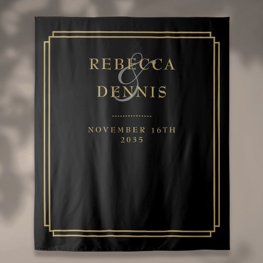 Schwarz-Gold-Deko-Hochzeitskabine - Hintergrund Wandteppich