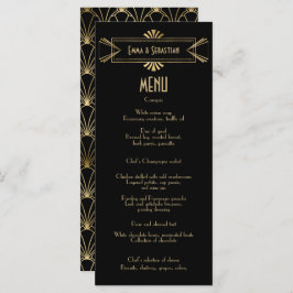Schwarz-Gold-Deko-Muster Hochzeit Menükarte