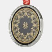 Schwarz-Gold-Dekorationsdesign Ornament Aus Metall (Links)