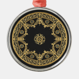 Schwarz-Gold-Dekorationsdesign Ornament Aus Metall