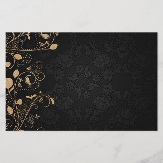 Schwarz-Gold-Dekorationsmuster Briefpapier (Vorderseite)