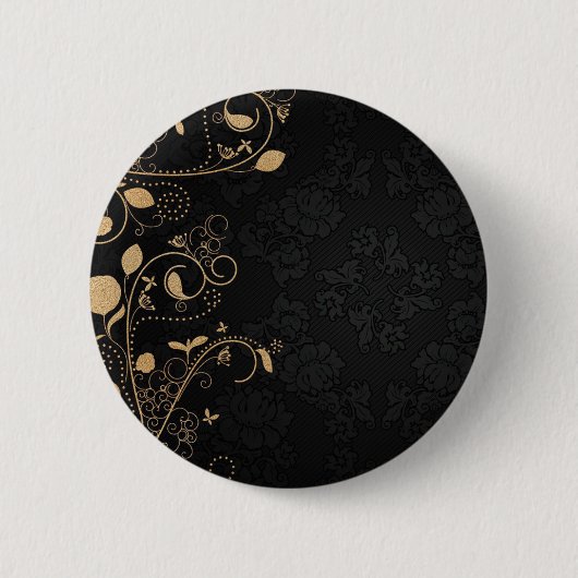 Schwarz-Gold-Dekorationsmuster Button (Vorderseite)