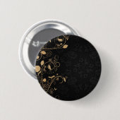 Schwarz-Gold-Dekorationsmuster Button (Vorne & Hinten)