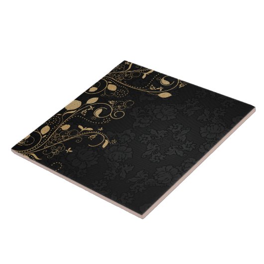 Schwarz-Gold-Dekorationsmuster Fliese (Seite)