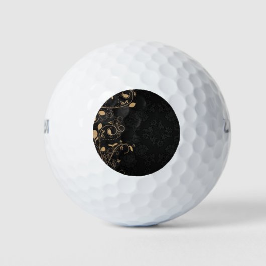 Schwarz-Gold-Dekorationsmuster Golfball (Vorderseite)