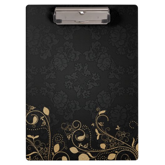 Schwarz-Gold-Dekorationsmuster Klemmbrett (Vorderseite)