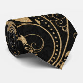 Schwarz-Gold-Dekorationsmuster Krawatte (Gerollt)