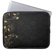 Schwarz-Gold-Dekorationsmuster Laptopschutzhülle (Vorderseite)