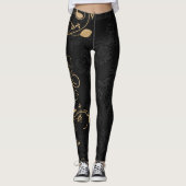 Schwarz-Gold-Dekorationsmuster Leggings (Vorderseite)
