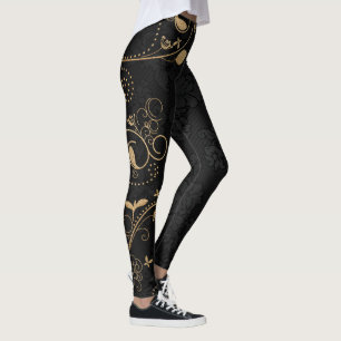 Schwarz-Gold-Dekorationsmuster Leggings