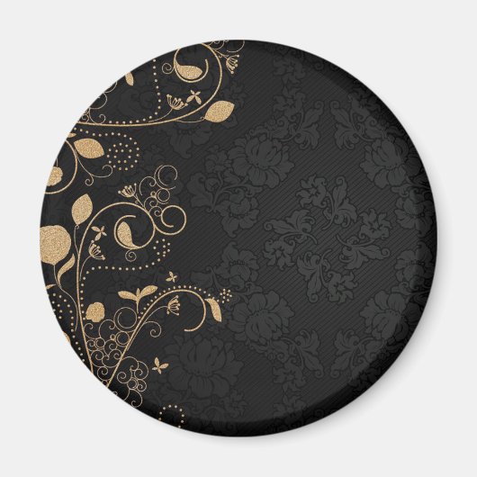 Schwarz-Gold-Dekorationsmuster Magnet (Vorne)