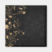 Schwarz-Gold-Dekorationsmuster Magnet (Vorne)