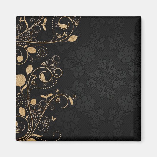 Schwarz-Gold-Dekorationsmuster Magnet (Vorne)