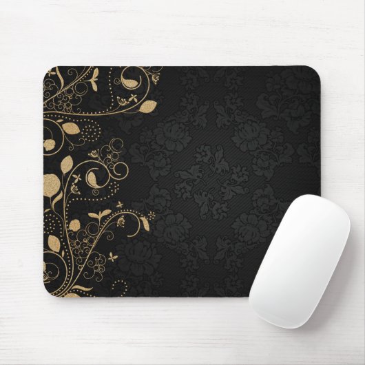 Schwarz-Gold-Dekorationsmuster Mousepad (Mit Mouse)