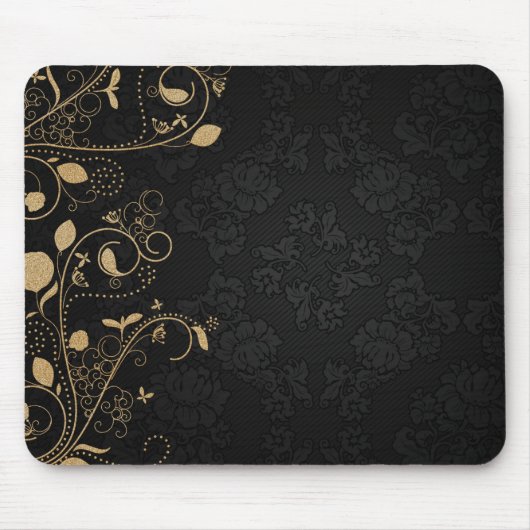 Schwarz-Gold-Dekorationsmuster Mousepad (Vorne)