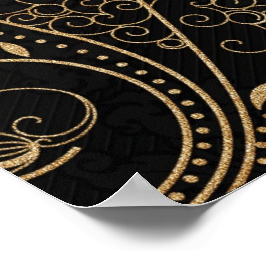Schwarz-Gold-Dekorationsmuster Poster (Ecke)