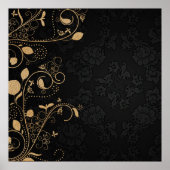 Schwarz-Gold-Dekorationsmuster Poster (Vorne)
