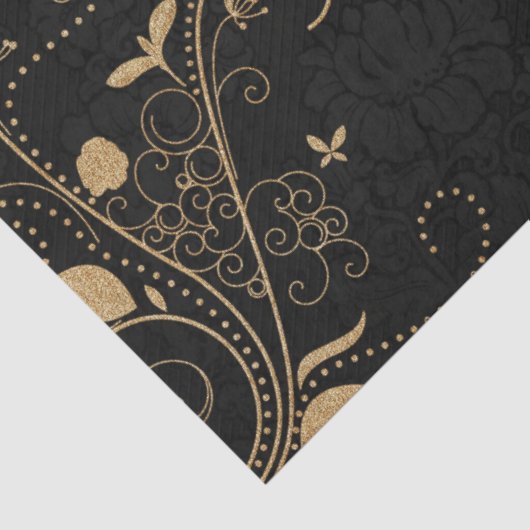 Schwarz-Gold-Dekorationsmuster Seidenpapier (Detail)