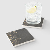 Schwarz-Gold-Dekorationsmuster Steinuntersetzer (Seitenansicht)