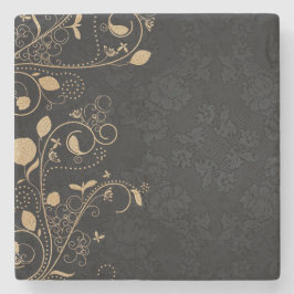 Schwarz-Gold-Dekorationsmuster Steinuntersetzer