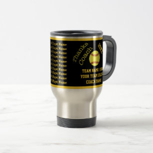 Schwarz Gold der softball-Trainer-Tasse alles Reisebecher