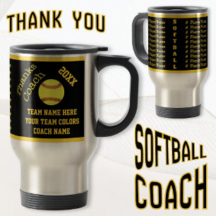Schwarz Gold der softball-Trainer-Tasse alles Reisebecher