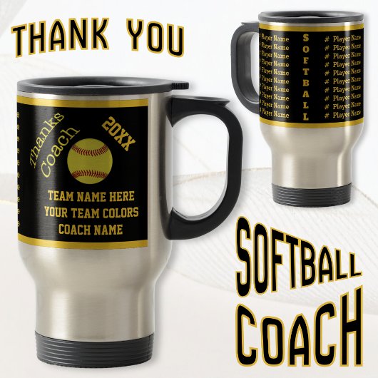 Schwarz Gold der softball-Trainer-Tasse alles Reisebecher