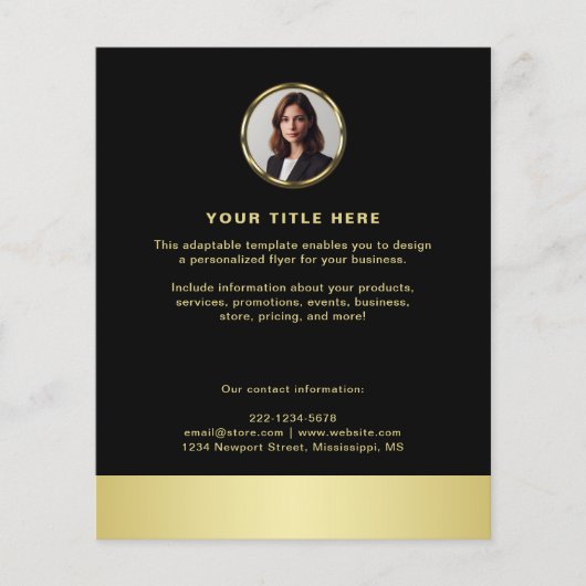 Schwarz-gold Design, Logo oder Foto im goldenen Kr Flyer (Vorne)