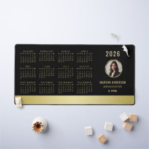 Schwarz-gold Design, Logo oder Foto im goldenen Kr Schreibtischunterlage