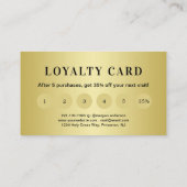 Schwarz-Gold-Design, Logo oder Foto in Goldkreisen Treuekarte (Rückseite)