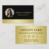 Schwarz-Gold-Design, Logo oder Foto in Goldkreisen Treuekarte (Vorne/Hinten)