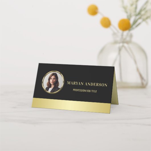 Schwarz-Gold-Design, Logo oder Foto in Goldkreisen Treuekarte (Vorderseite)